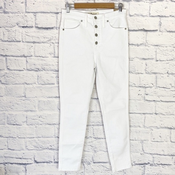 Madewell pure white 10” high rise button fly cropped skinny jeans 28 - Picture 2 of 8